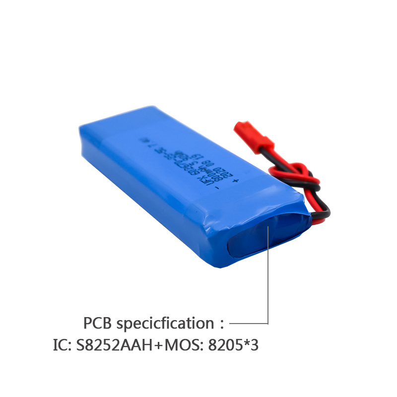 전문 리튬 이온 셀 공장 도매 조명 장치 배터리 UFX 602670-2S-5C 800mAh 7.4V 5C 방전 배터리 팩