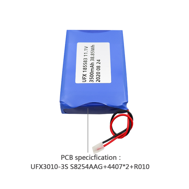 Li-ion Polymer Battery Pack Customized Rechargeable Battery UFX 185583 3500mAh 11.1V Rechargeable Battery Pack