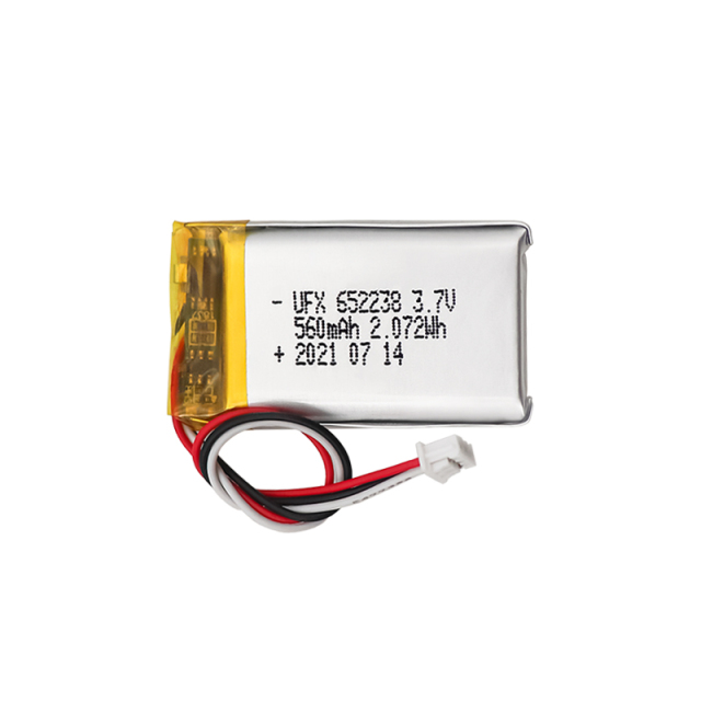 China Lipo Cell Manufacturer Supply Fire Emergency Lights Batteries UFX 652238 560mAh 3.7V Li-ion Battery