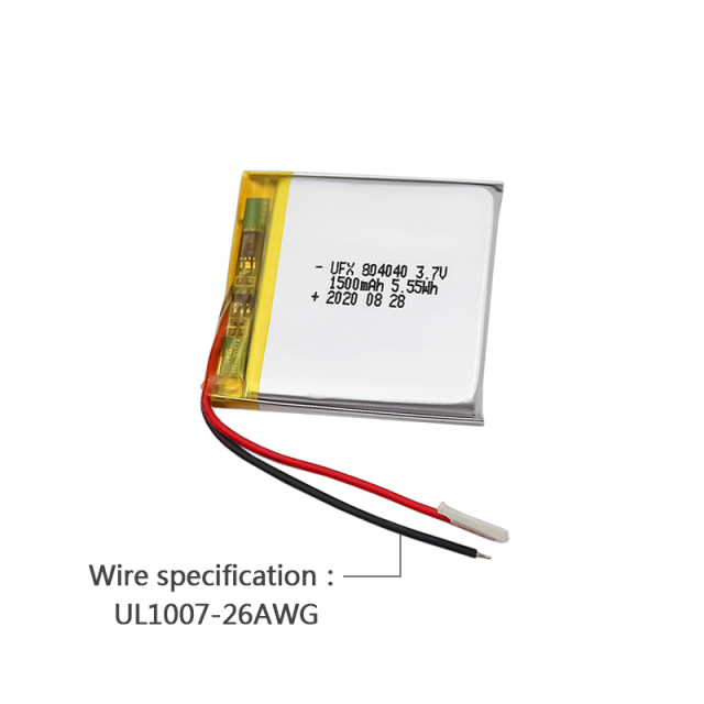 리튬 이온 폴리머 배터리 공장 스마트 테이블 램프용 도매 충전식 배터리 UFX 804040 1500mAh 3.7V 리튬 폴리머 배터리 팩