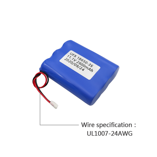 Professional Polymer Lithium-ion Cell Manufacturer Custom Drone Rechargeable Li-ion Battery UFX 18650-3S 2600mAh 11.1V High Quality Rechargeable Battery