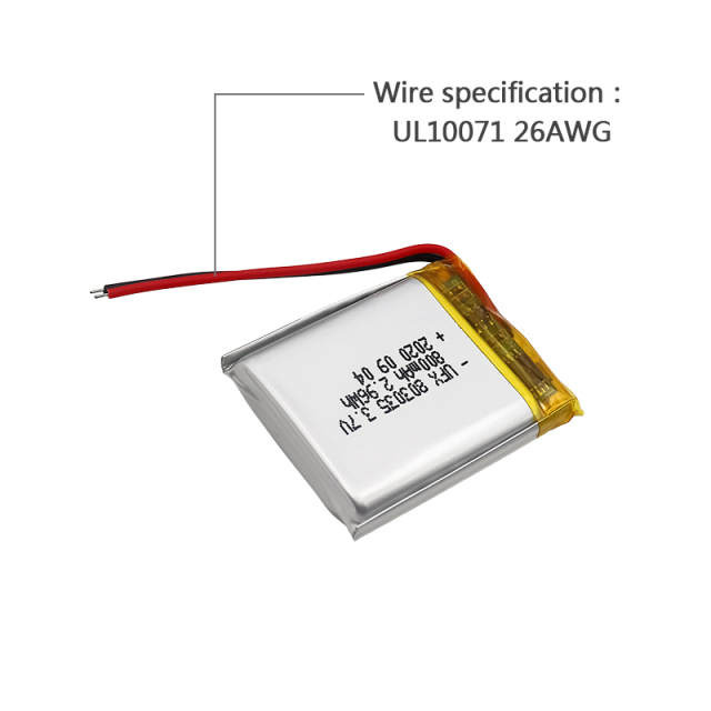 중국 폴리머 리튬 이온 셀 공장 의료장비용 인기 상품 배터리 UFX 803035 800mAh 3.7V 재충전형 배터리