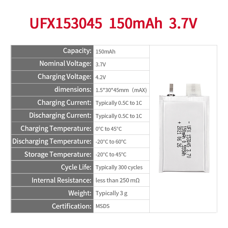 리튬 이온 폴리머 셀 공장 Iot 장치용 도매 초박형 배터리 UFX 013040 70mAh 3.7V 충전식 리튬 폴리머 배터리 팩