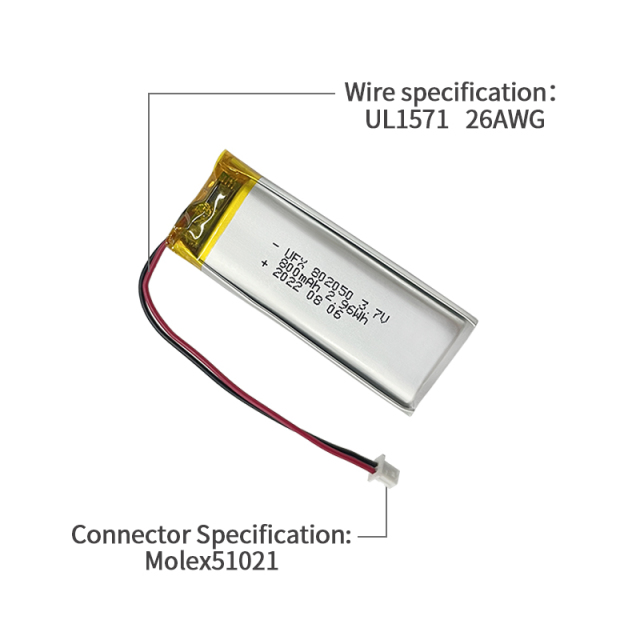 China Cell Factory Wholesale High Quality Massager Battery UFX 802050 800mAh 3.7V Li-polymer Cell