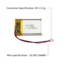 China Li-ion Cell Manufacturer Custom Air Cleaner Battery UFX 602030 300mAh 3.7V  Discharge Battery Pack
