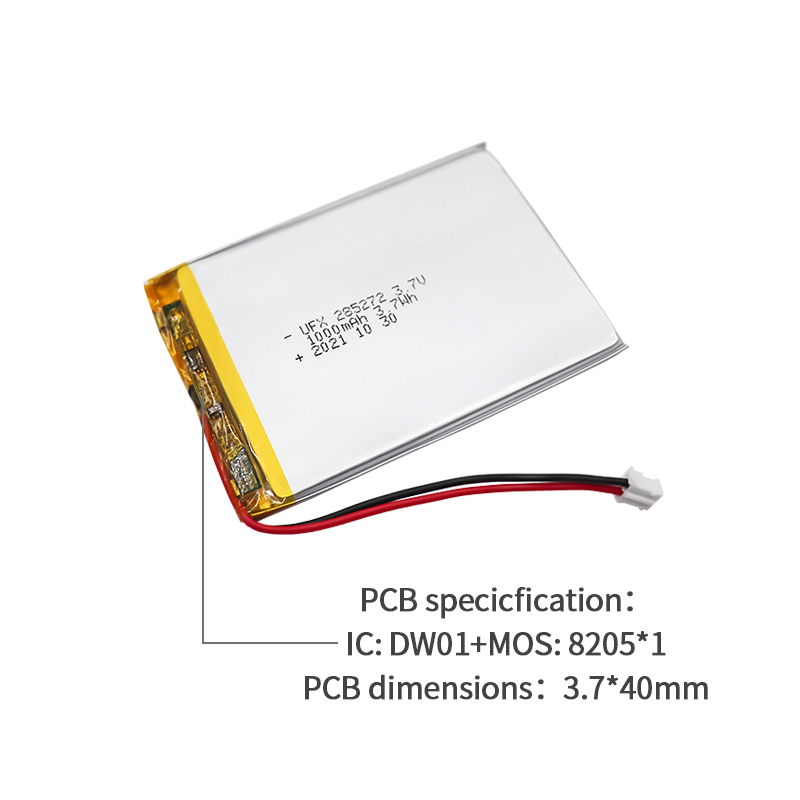 Li-po Cell Manufacturer Produce High Quality Rechargeable Battery for Beauty Instrument UFX 285272 1000mAh 3.7V UL Certificate