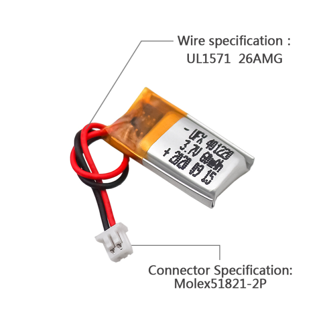 Wholesale Lithium Ion Polymer Battery Customized Battery Pack for Footlights UFX 401220 60mAh 3.7V KC UL Certificate