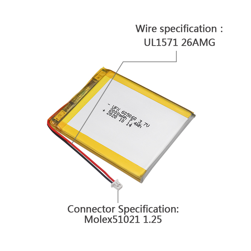 Wholesale High Quality Lithium Ion Polymer Battery Wholesale Smart Door Lock Battery UFX 605060 2000mAh 3.7V Lithium-polymer Battery