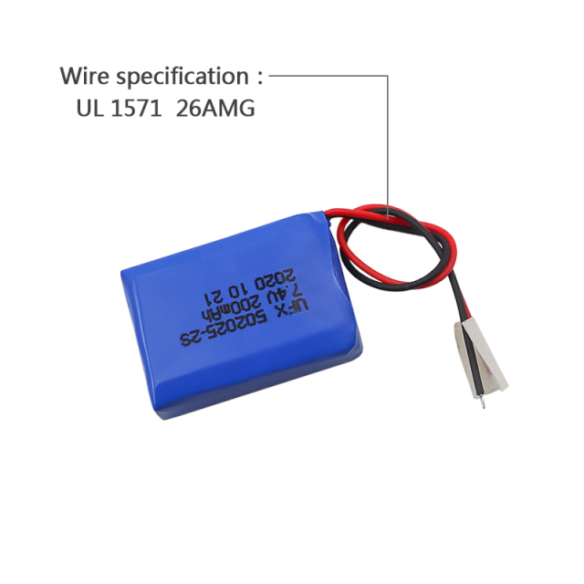 China Lithium Cell Manufacturer For Electric Toy UFX 502025-2S 200mAh 7.4V High Quality Rechargeable Battery