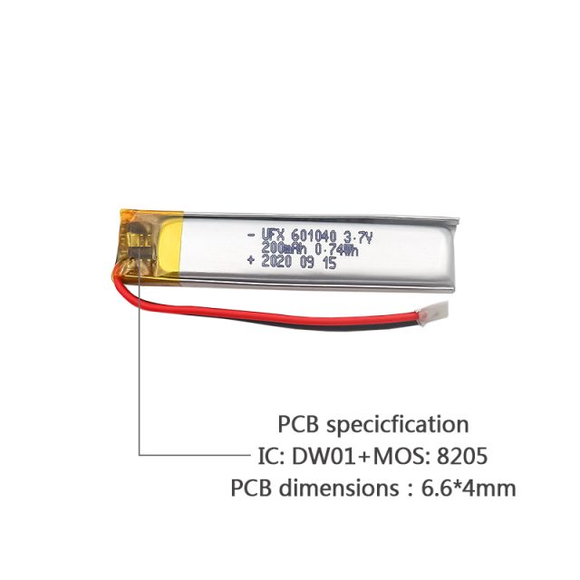 China Cell Factory Wholesale Rechargeable Battery For Digital Camera UFX 601040 200mAh 3.7V Lipo Battery Pack