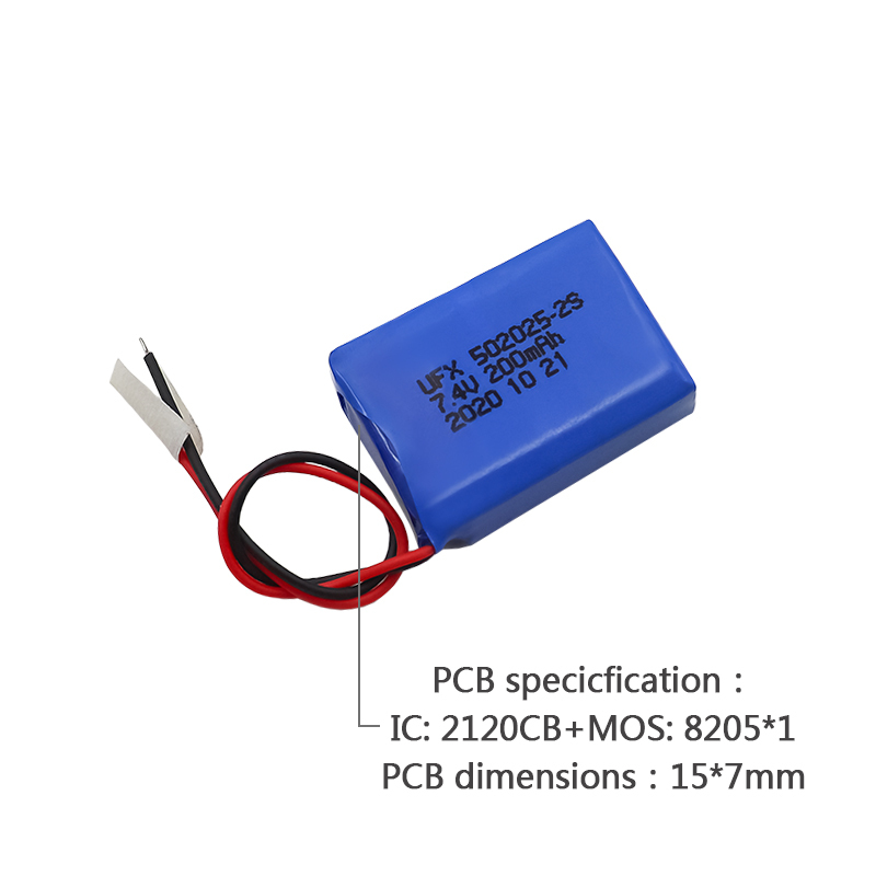 China Lithium Cell Manufacturer For Electric Toy UFX 502025-2S 200mAh 7.4V High Quality Rechargeable Battery
