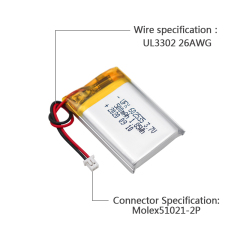 China Lithium Cell Factory Wholesale Rechargeable Battery for Medical Equipment UFX 602535 500mAh 3.7V