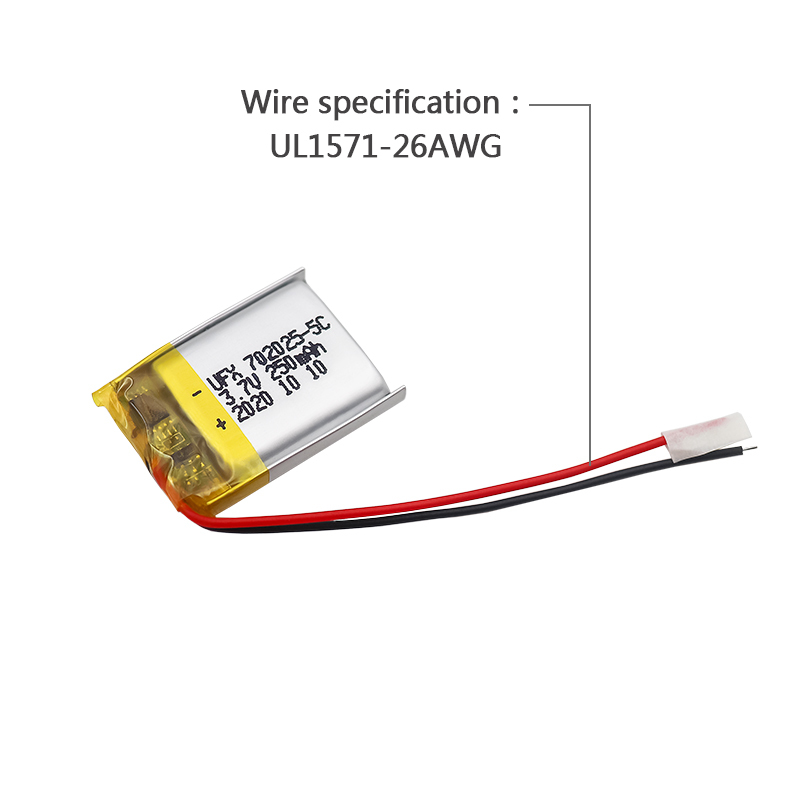 중국 리튬 폴리머 전지 제조업체 전문 맞춤형 미용 장비 배터리 UFX 702025-5C 250mAh 3.7V 5C 방전 배터리 팩