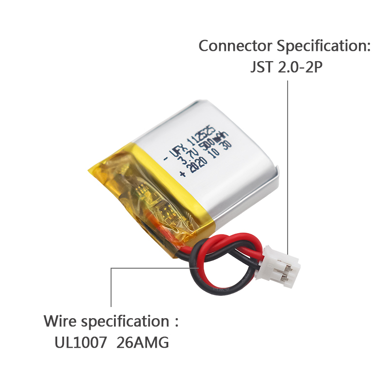 리튬 이온 폴리머 셀 공장 공급 Led 라이트 배터리 UFX 112525 500mAh 3.7V 소형 리폴리머 배터리