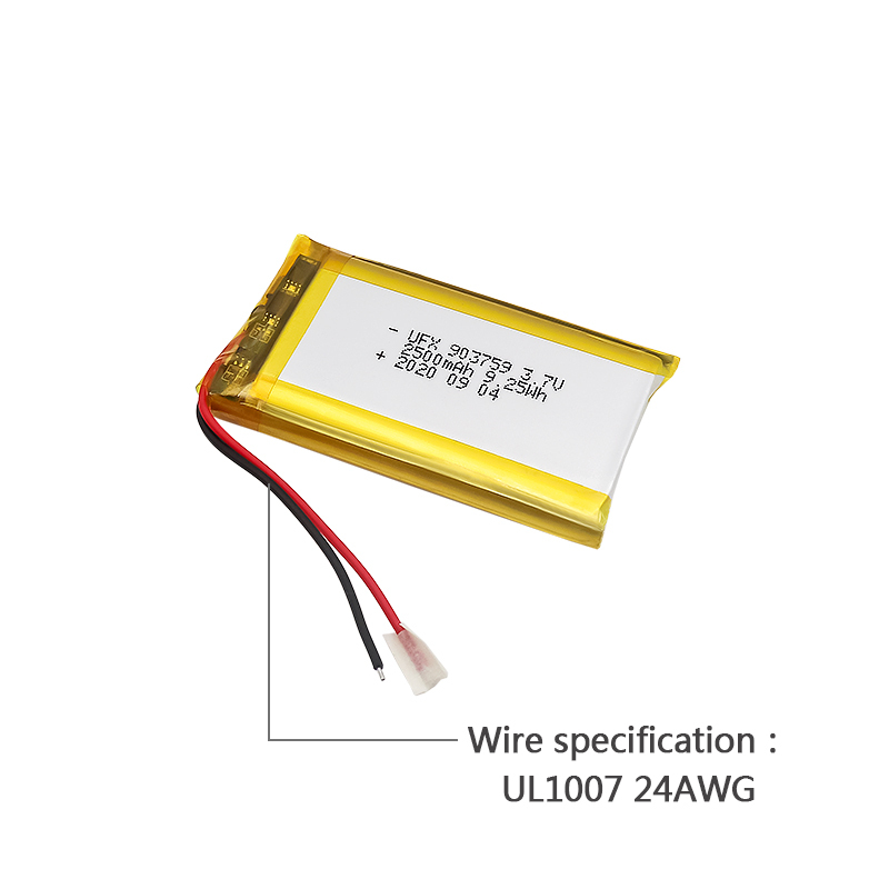 Chinese Lithium Cell Manufacturer Supply Air Cleaner Batteries UFX 903759 2500mAh 3.7V Rechargeable Battery with KC CB UL Certification