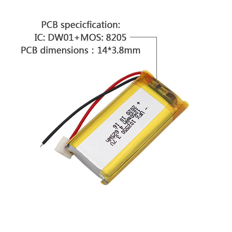 도매 고품질 리튬 이온 폴리머 배터리 마이크 배터리 도매 UFX 102550 1250mAh 3.7V 리튬 이온 재충전형 배터리 팩