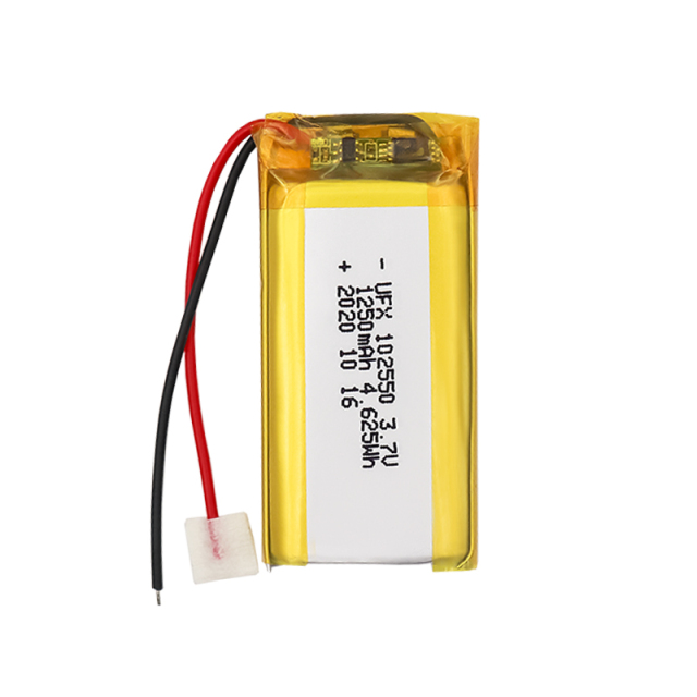 도매 고품질 리튬 이온 폴리머 배터리 마이크 배터리 도매 UFX 102550 1250mAh 3.7V 리튬 이온 재충전형 배터리 팩