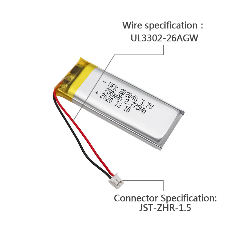 Lithium Cell Manufacturer Professional Customized Beauty Equipment Battery UFX 802048 750mAh 3.7V Hi