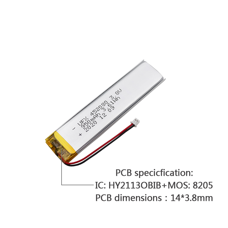 Li-polymer Cell Manufacturer Professional Custom LED Light Battery UFX 452080 950mAh 3.8V High Volta