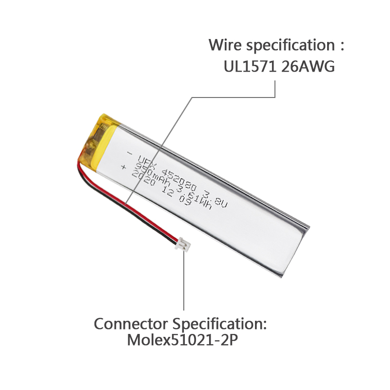 Li-polymer Cell Manufacturer Professional Custom LED Light Battery UFX 452080 950mAh 3.8V High Voltage Battery
