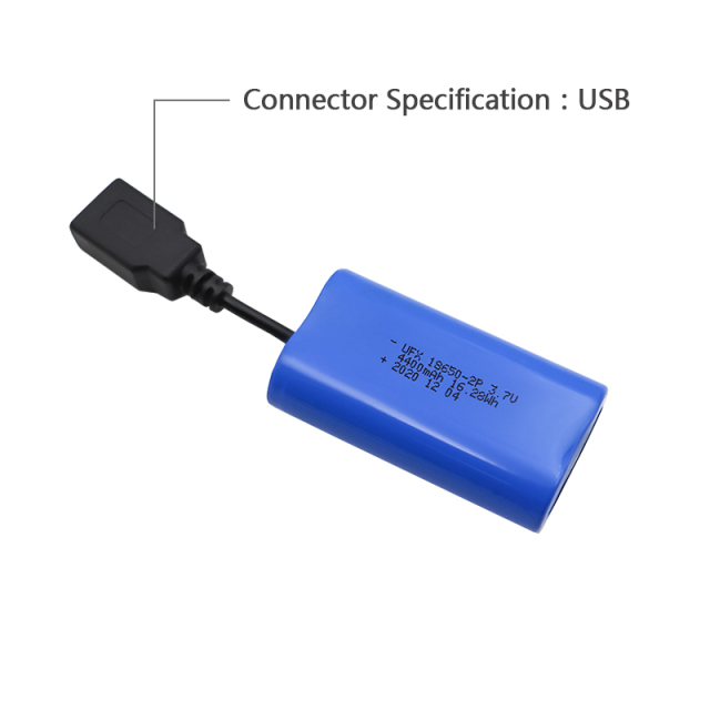 China Li-ion Battery Manufacturer Professional Customized Hand Warmer Rechargeable Lipo Battery UFX 18650-2P 4400mAh 3.7V Rechargeable Lithium-polymer Battery Pack