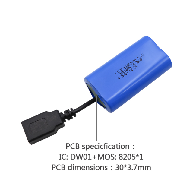 China Li-ion Battery Manufacturer Professional Customized Hand Warmer Rechargeable Lipo Battery UFX 18650-2P 4400mAh 3.7V Rechargeable Lithium-polymer Battery Pack
