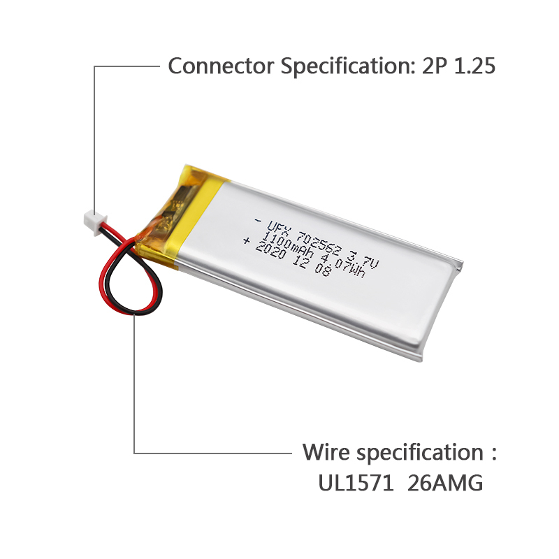 Chinese Lithium Cell Manufacturer Customized Monitoring Equipment Battery UFX 702562 1100mAh 3.7V Li-ion Polymer Battery With MSDS