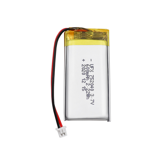 리튬 이온셀 공장 OEM 블루투스 이어폰 배터리 UFX 752040 600mAh 3.7V 리튬 폴리머 배터리