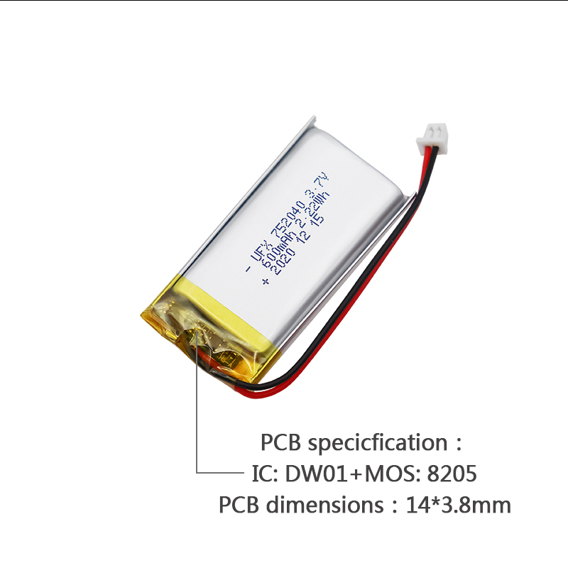 리튬 이온셀 공장 OEM 블루투스 이어폰 배터리 UFX 752040 600mAh 3.7V 리튬 폴리머 배터리
