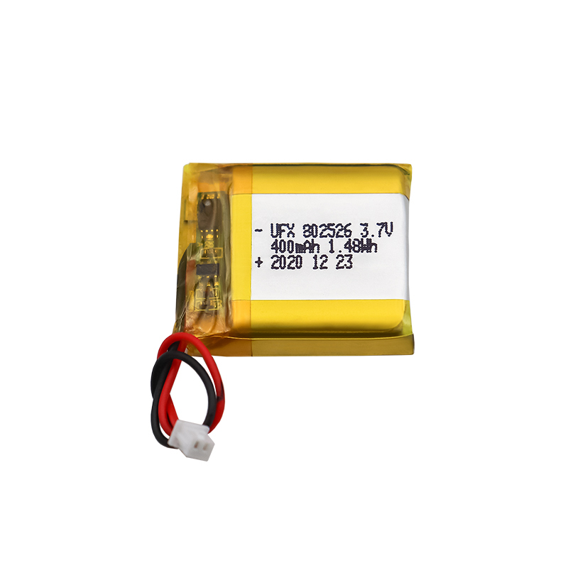 China Polymer Li-ion Cell Manufacturer Customized Beauty Device Li-ion Polymer Battery UFX 802526 400mAh 3.7V