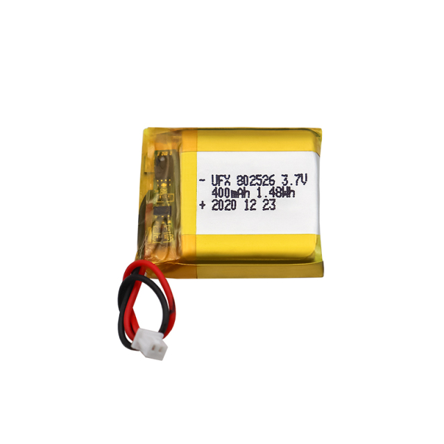 China Polymer Li-ion Cell Manufacturer Customized Beauty Device Li-ion Polymer Battery UFX 802526 400mAh 3.7V