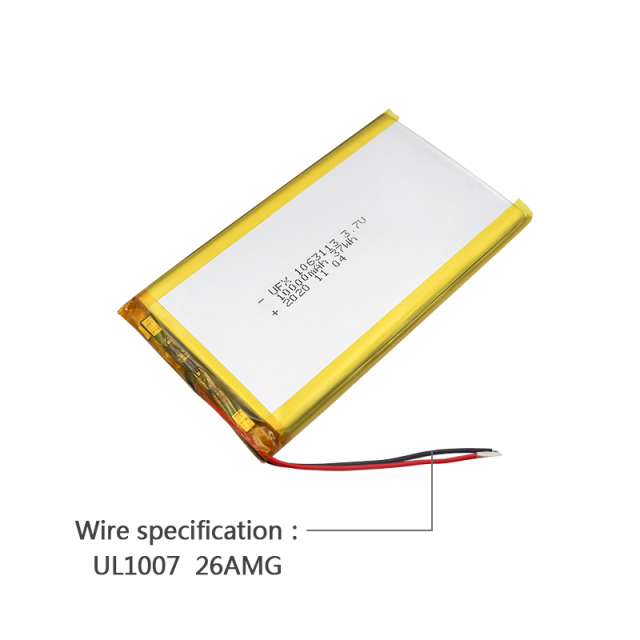 Li-polymer 셀 공장 고품질 의료장비용 리튬 폴리머 배터리"는 한국어로 UFX 1063113 10000mAh 3.7V 재충전형 배터리 팩