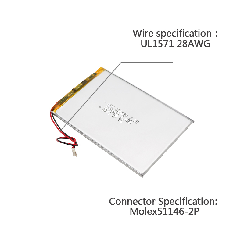 Chinese Lithium Cell Factory Customized DVR Driving Recorder Battery UFX 356090 2000mAh 3.7V Li-po Battery Pack