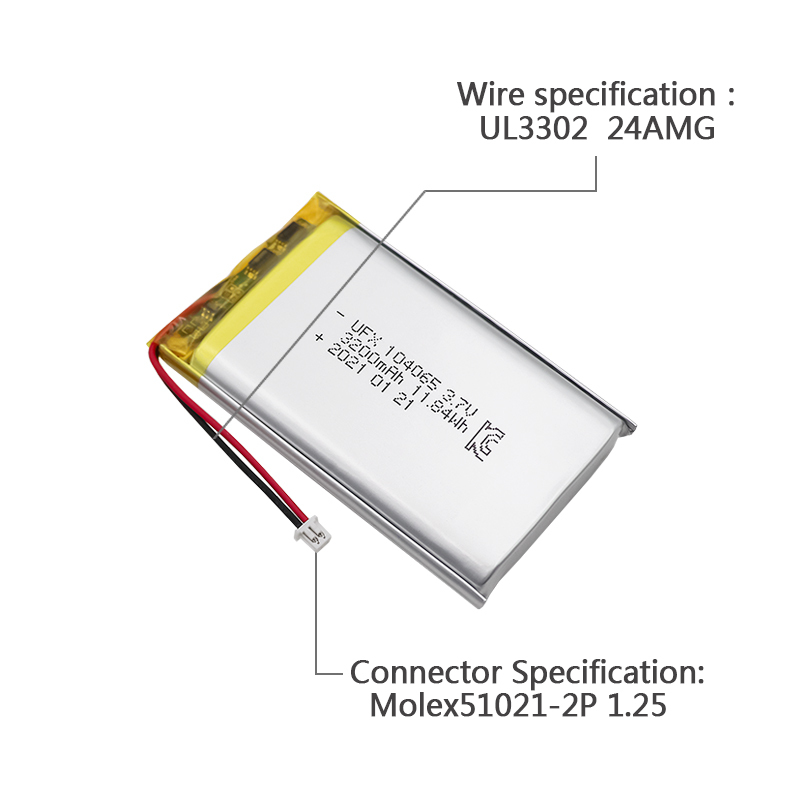 Wholesale High Quality Lithium Ion Polymer Battery Wholesale Super-thin Battery for Pet Tracker UFX 104065 3200mAh 3.7V Lithium-ion Battery