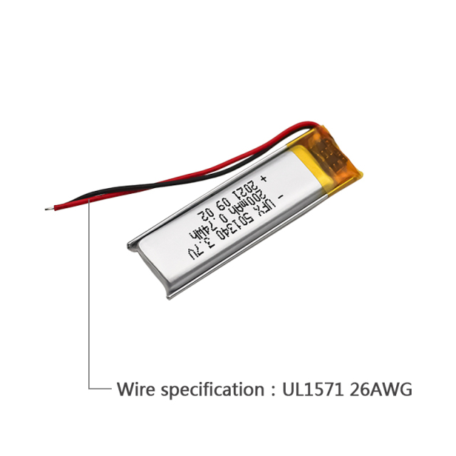 China Li-Polymer Cell Manufacturer High Quality Li-Polymer Cell for Translation Pen UFX 501340 200mAh 3.7V Li-Polymer Batteries