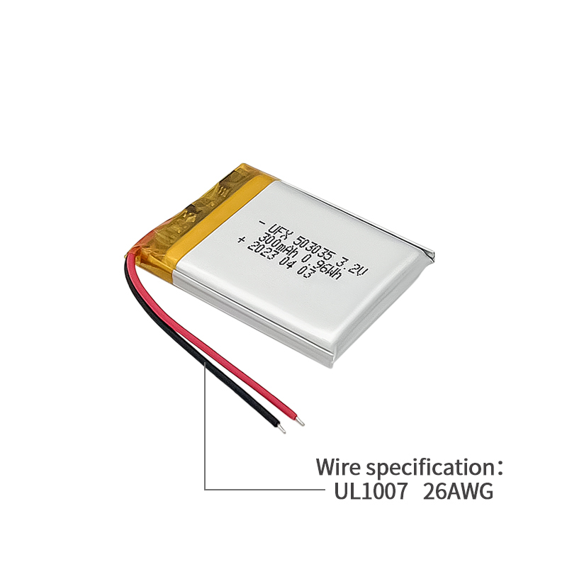 중국 LiPo셀 공장 LiFePO4 건전지 팩 UFX 503035 300mAh 3.2V 리튬 철 인산화물 배터리