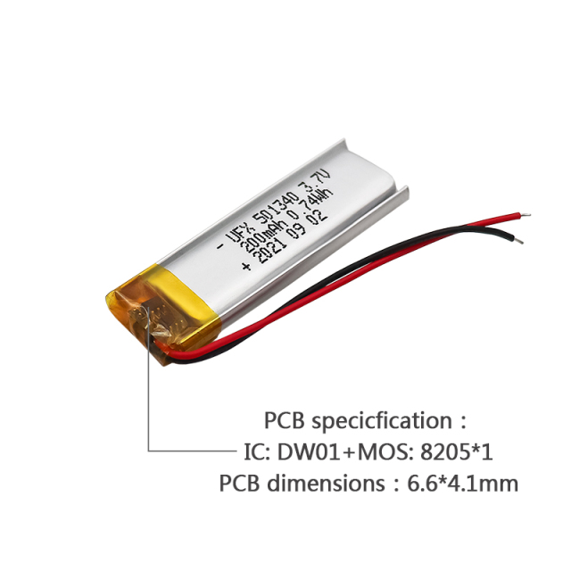 China Li-Polymer Cell Manufacturer High Quality Li-Polymer Cell for Translation Pen UFX 501340 200mAh 3.7V Li-Polymer Batteries