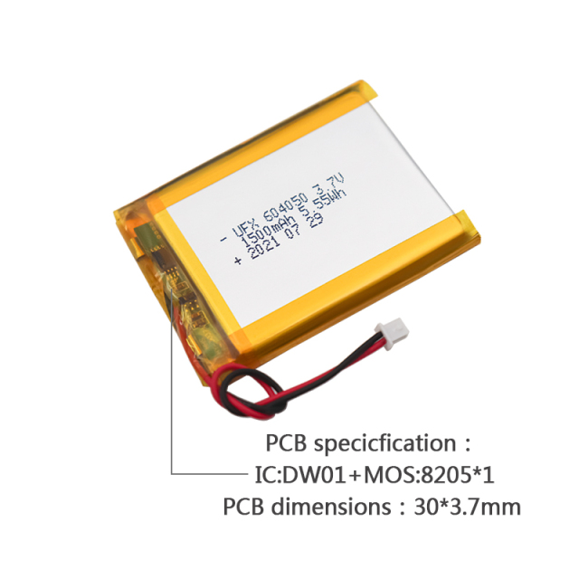 Li-po Cell Manufacturer Wholesale Smart Door Lock Battery UFX 604050 1500mAh 3.7V Lithium-ion Battery with UL / KC Certification