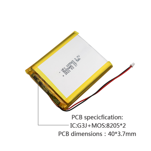 China Lithium Cell Manufacturer Customized High Quality Battery for Mobile Power UFX 105565 5000mAh 3.7V Rechargeable Lipo Battery