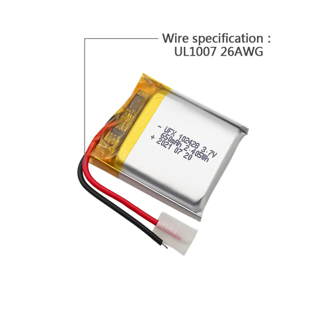 Lithium Cell Factory Customized VR Glasses Battery UFX102428 650mAh 3.7V Polymer Li-ion Battery