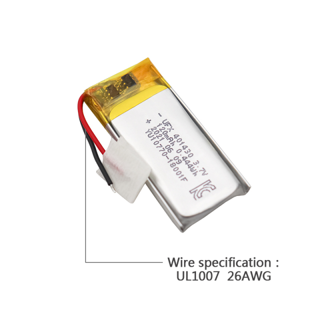 Chinese Lithium-ion Cell Manufacturer Customized For Mosquito Repellent Lamp Rechargeable Batteries UFX 401430 120mAh 3.7V Li-po Battery