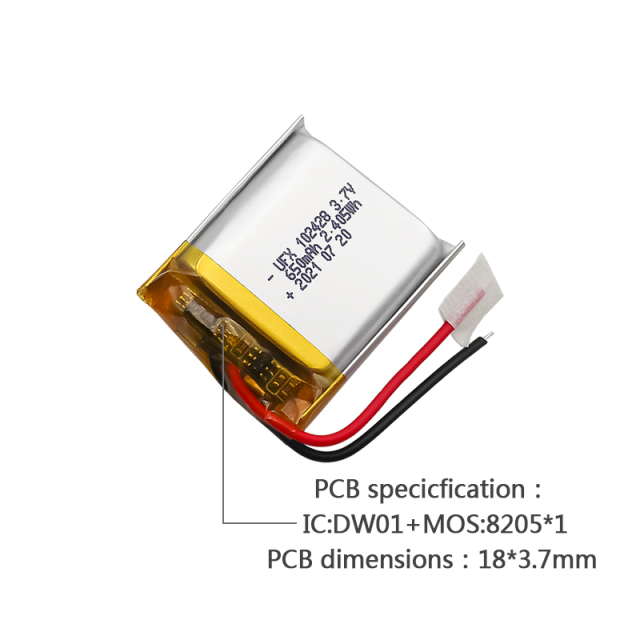 Lithium Cell Factory Customized VR Glasses Battery UFX102428 650mAh 3.7V Polymer Li-ion Battery