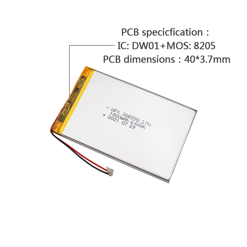 Lithium-ion Cell Manufacture Wholesale LED Light Rechargeable Battery UFX 306090 1800mAh 3.7V Lipo B