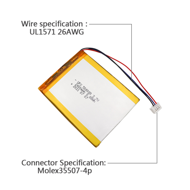 Battery Manufacturer Korea Intelligent Battery UFX506080 2400mAh 3.7V Lipo Battery 1s