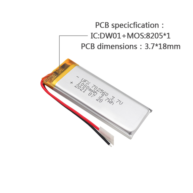 리튬 이온 배터리 공장 전문 맞춤형 미용 장비 배터리 UFX 702560 1000mAh 3.7V 충전식 리튬 이온 배터리