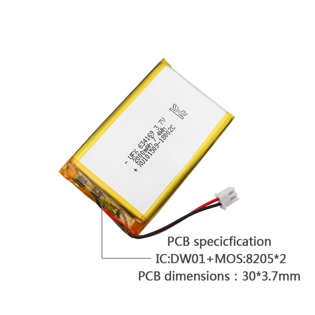중국 리튬전지 공장 준공 도매 미용기기 배터리 UFX 634169 2000mAh 3.7V KC 인증서