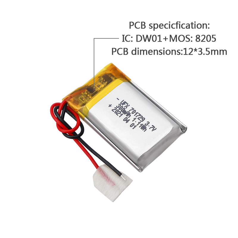 중국 리튬전지 공장 공급 어린이 장난감 충전식 배터리 UFX 701729 300mAh 3.7V 폴리머 리튬 이온 배터리