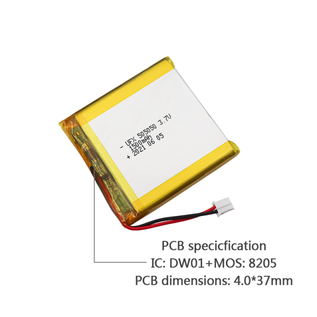 Li-ion Polymer Cell Manufacturer Supply Air Filter Lipo Battery UFX 505050 1500mAh 3.7V KC Certificate