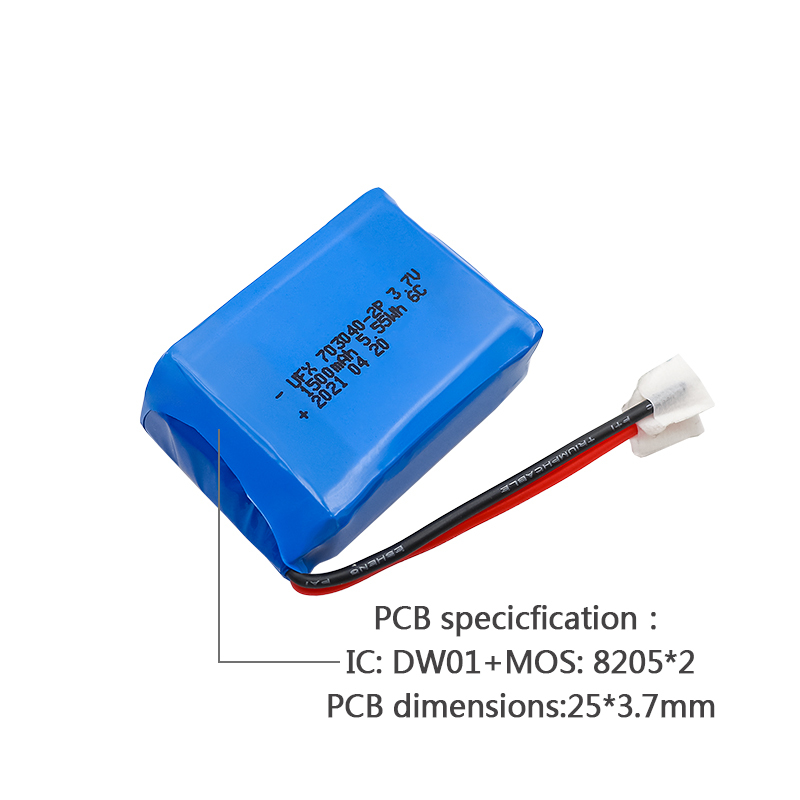 중국 리튬 이온 폴리머 전지 제조업체 도매 조명 장치 배터리 UFX 703040-2P 1500mAh 3.7V