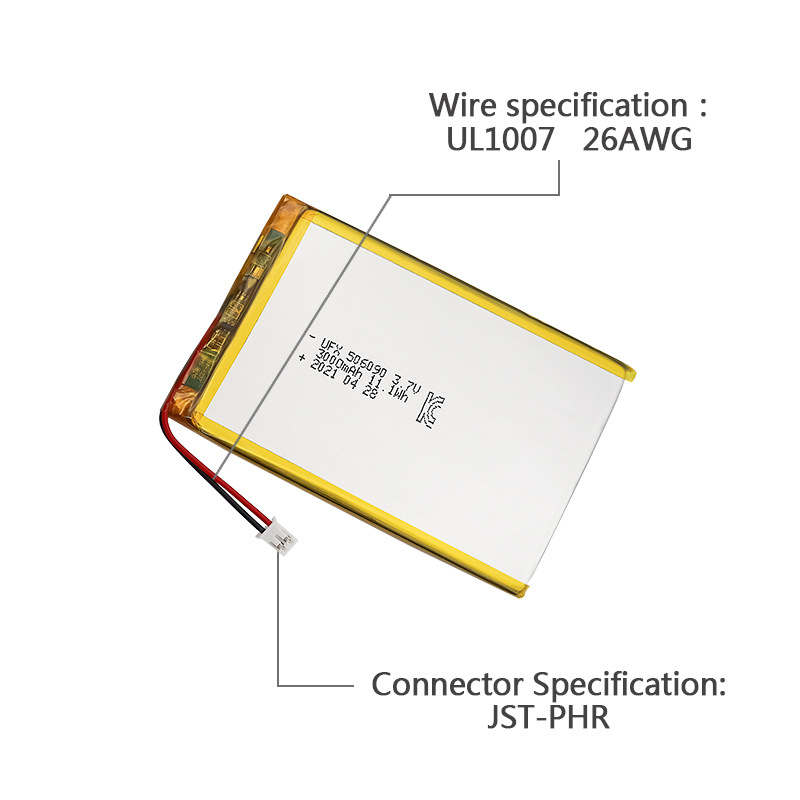 UFX 506090 3000mAh 3.7V-리튬 폴리머 셀 솔루션